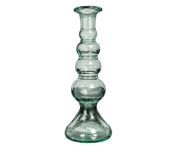 Sfeșnic din sticlă reciclată CRYSTAL H22cm pentru lumânări subțiri decor masă nuntă HoReCa